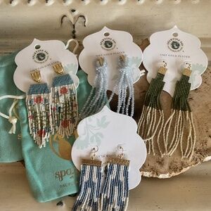 Spartina 449 18k gold plated beaded earrings lot.